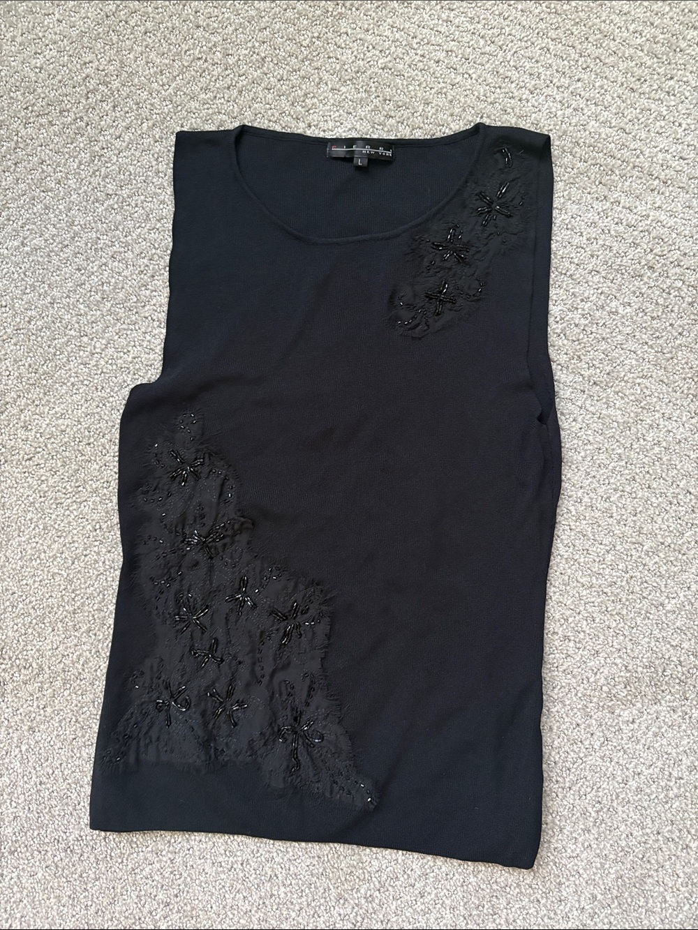 Pierri New York Black Beaded Sleeveless Tank Top